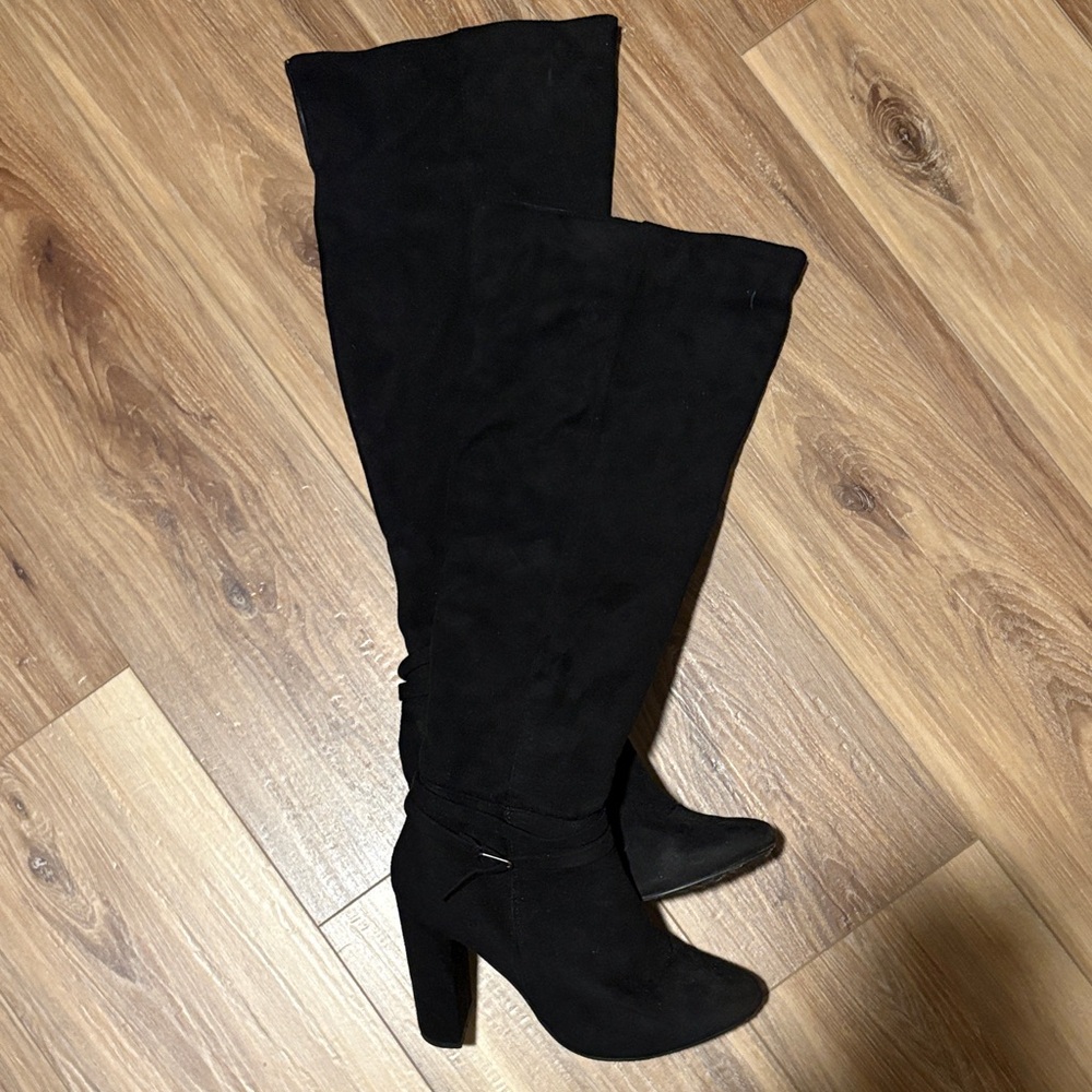 Black Over-the-Knee High Heel Boots - Classic Women's Fashion